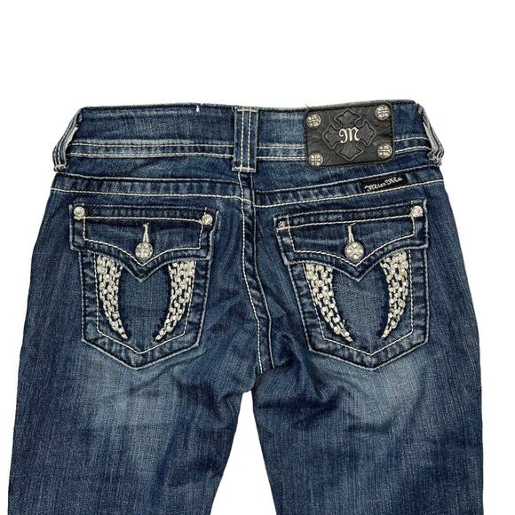 Miss Me Denim - Miss Me Skinny Low Rise Jeans Y2K Wings Bling Rhinestones Embellished Womens 25